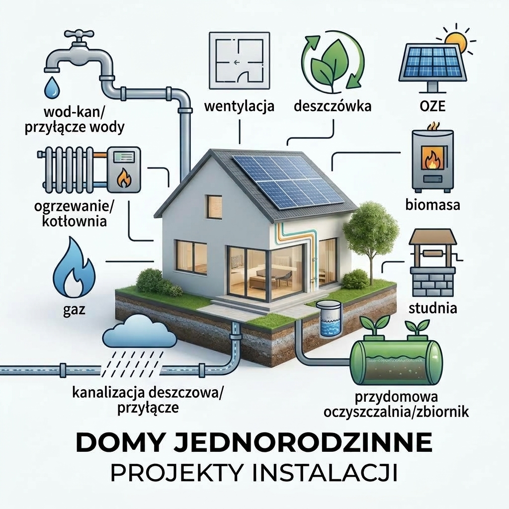 domy jednorodzinne - projekty instalacji